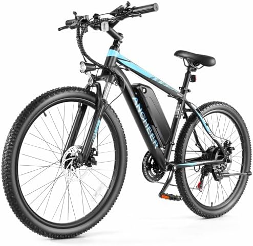 ANCHEER Electric Bike for Adults   Peak 750W Motor  Electric Mountain Bike  26 Sunshine Ebike  55 Miles 20 22MPH Electric Bicycle with 48V/374Wh Battery  7/21Speed  UL2849 Compliant