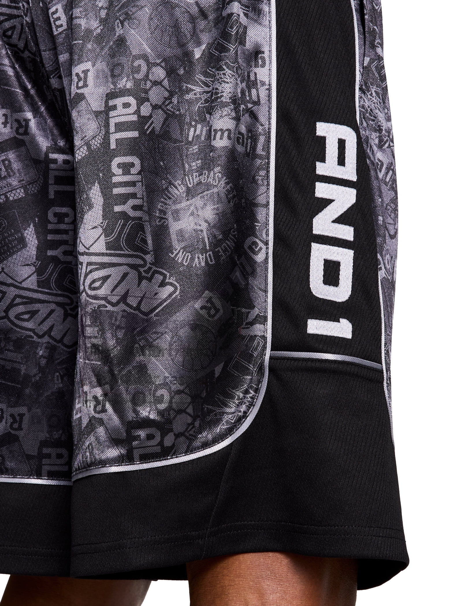 Talla XL - AND1 Shorts con Estampado de Toda la Cancha para Hombre y Hombres Grandes, Entrepierna de 11", Tallas XS-5XL
