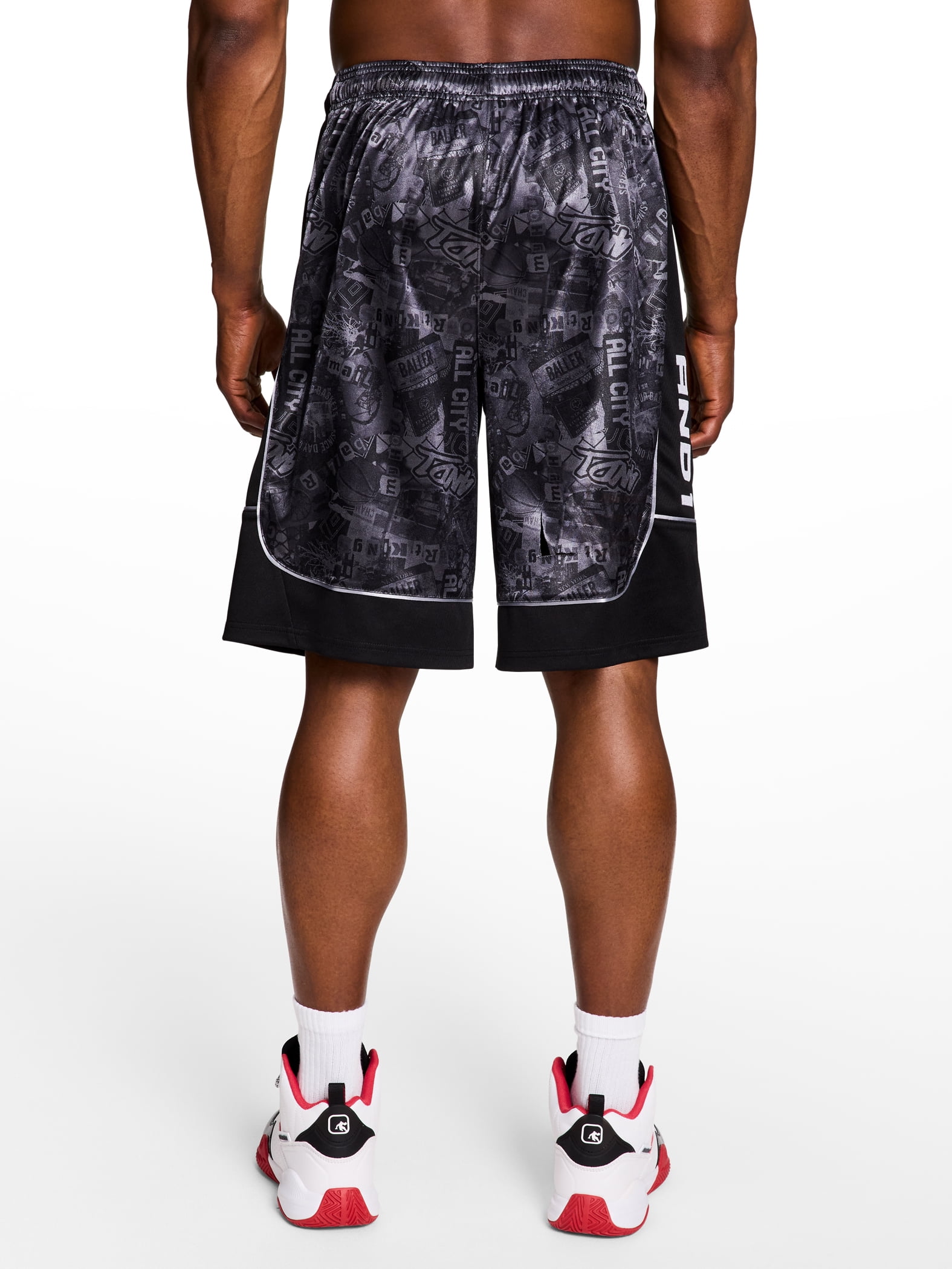 Talla XL - AND1 Shorts con Estampado de Toda la Cancha para Hombre y Hombres Grandes, Entrepierna de 11", Tallas XS-5XL