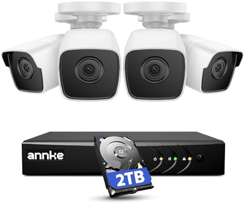 ANNKE 8CH 3K Security Camera System  8 Channel Surveillance DVR  4x 5MP 2960 1665 CCTV Cams with Audio  Dual Light  Built in Mic  AI Human/Vehicle Detection  IP67  Color Night Vision  1TB Hard Drive
