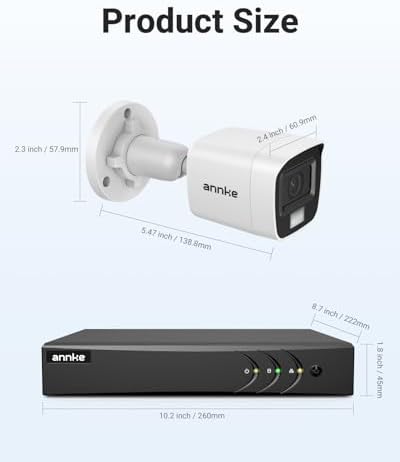 ANNKE 8CH 3K Security Camera System  8 Channel Surveillance DVR  4x 5MP 2960 1665 CCTV Cams with Audio  Dual Light  Built in Mic  AI Human/Vehicle Detection  IP67  Color Night Vision  1TB Hard Drive