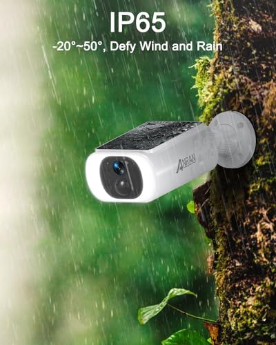 ANRAN 2K Solar Security Cameras Wireless Outdoor  2 4Ghz WiFi Surveillance Outdoor Camera for Home Security with Embedded Solar Panel  Color Night Vision  2 Way Talk  IP67 Waterproof  Work with Alexa