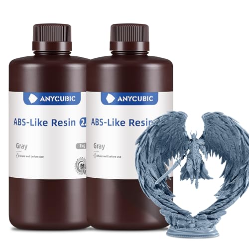 ANYCUBIC 2nd Gen Resin Technology ABS Like Resin 2 0 Bundle  3D Printer Resin with High Toughness  More Precise Details  Wide Compatibility for All LCD Resin 3D Printers  Grey  2kg in Total 