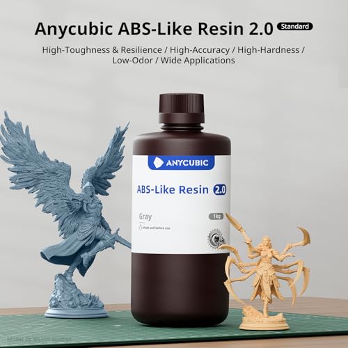 ANYCUBIC 2nd Gen Resin Technology ABS Like Resin 2 0 Bundle  3D Printer Resin with High Toughness  More Precise Details  Wide Compatibility for All LCD Resin 3D Printers  Grey  2kg in Total 