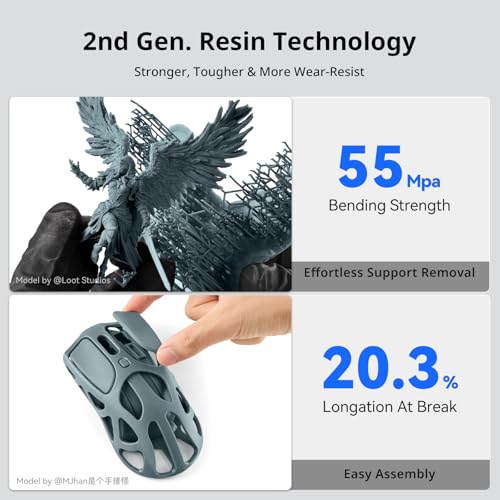 ANYCUBIC 2nd Gen Resin Technology ABS Like Resin 2 0 Bundle  3D Printer Resin with High Toughness  More Precise Details  Wide Compatibility for All LCD Resin 3D Printers  Grey  2kg in Total 