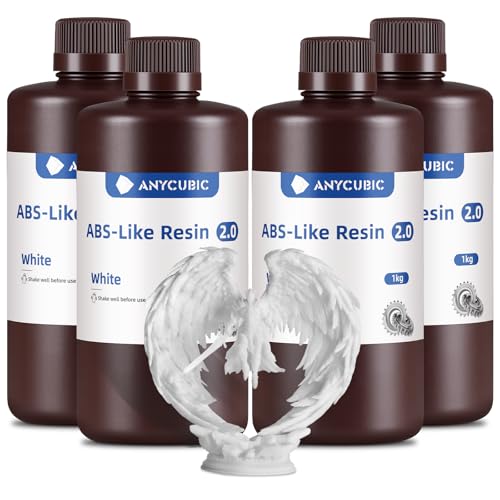 ANYCUBIC 2nd Gen Resin Technology ABS Like Resin 2 0 Bundle  3D Printer Resin with High Toughness  More Precise Details  Wide Compatibility for All LCD Resin 3D Printers  Grey  2kg in Total 