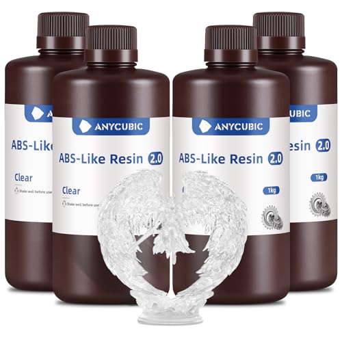 ANYCUBIC 2nd Gen Resin Technology ABS Like Resin 2 0 Bundle  3D Printer Resin with High Toughness  More Precise Details  Wide Compatibility for All LCD Resin 3D Printers  Grey  2kg in Total 