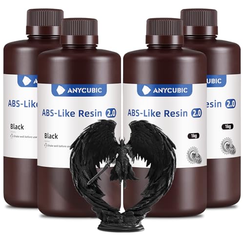 ANYCUBIC 2nd Gen Resin Technology ABS Like Resin 2 0 Bundle  3D Printer Resin with High Toughness  More Precise Details  Wide Compatibility for All LCD Resin 3D Printers  Grey  2kg in Total 