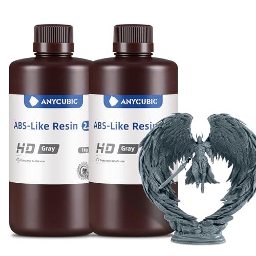 ANYCUBIC 2nd Gen Resin Technology ABS Like Resin 2 0 Bundle  3D Printer Resin with High Toughness  More Precise Details  Wide Compatibility for All LCD Resin 3D Printers  Grey  2kg in Total 