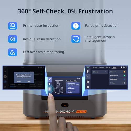 ANYCUBIC Photon Mono 4 Ultra 10K Resin 3D Printer  7 HD Mono Screen and COB Light Source  120mm/h Fast Printing  Intelligent Detection  6 04x3 42x 6 49 Printing Size
