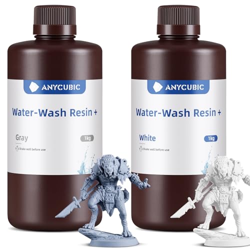 ANYCUBIC Upgraded Water Washable 3D Printer Resin 2 0  405nm High Precision 3D Resin  Low Shrinkage Photopolymer Resin for 4K/8K/12K Capable LCD DLP Resin 3D Printer Printing  Grey  1000g