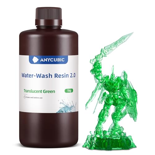 ANYCUBIC Upgraded Water Washable 3D Printer Resin 2 0  405nm High Precision 3D Resin  Low Shrinkage Photopolymer Resin for 4K/8K/12K Capable LCD DLP Resin 3D Printer Printing  Grey  1000g
