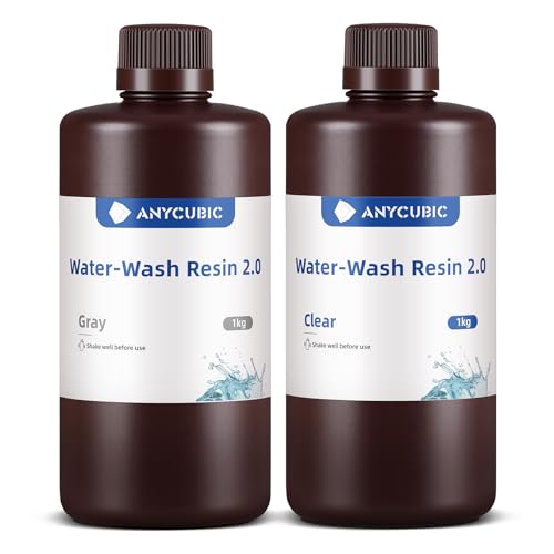 ANYCUBIC Upgraded Water Washable 3D Printer Resin 2 0  405nm High Precision 3D Resin  Low Shrinkage Photopolymer Resin for 4K/8K/12K Capable LCD DLP Resin 3D Printer Printing  Grey  1000g