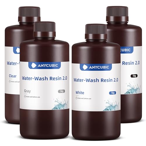 ANYCUBIC Upgraded Water Washable 3D Printer Resin 2 0  405nm High Precision 3D Resin  Low Shrinkage Photopolymer Resin for 4K/8K/12K Capable LCD DLP Resin 3D Printer Printing  Grey  1000g