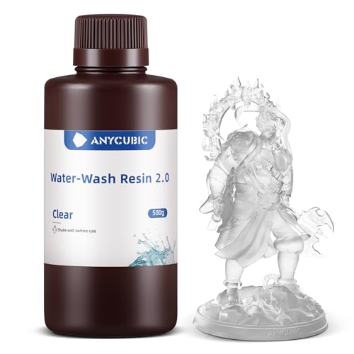 ANYCUBIC Upgraded Water Washable 3D Printer Resin 2 0  405nm High Precision 3D Resin  Low Shrinkage Photopolymer Resin for 4K/8K/12K Capable LCD DLP Resin 3D Printer Printing  Grey  1000g
