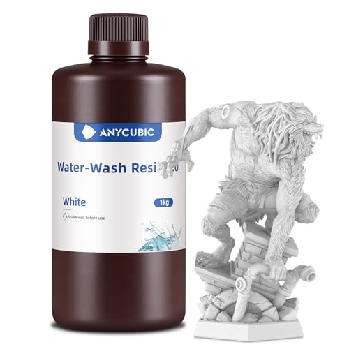 ANYCUBIC Upgraded Water Washable 3D Printer Resin 2 0  405nm High Precision 3D Resin  Low Shrinkage Photopolymer Resin for 4K/8K/12K Capable LCD DLP Resin 3D Printer Printing  Grey  1000g