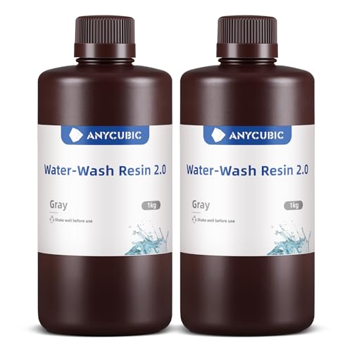 ANYCUBIC Upgraded Water Washable 3D Printer Resin 2 0  405nm High Precision 3D Resin  Low Shrinkage Photopolymer Resin for 4K/8K/12K Capable LCD DLP Resin 3D Printer Printing  Grey  1000g