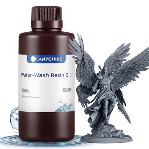 ANYCUBIC Upgraded Water Washable 3D Printer Resin 2 0  405nm High Precision 3D Resin  Low Shrinkage Photopolymer Resin for 4K/8K/12K Capable LCD DLP Resin 3D Printer Printing  Grey  1000g
