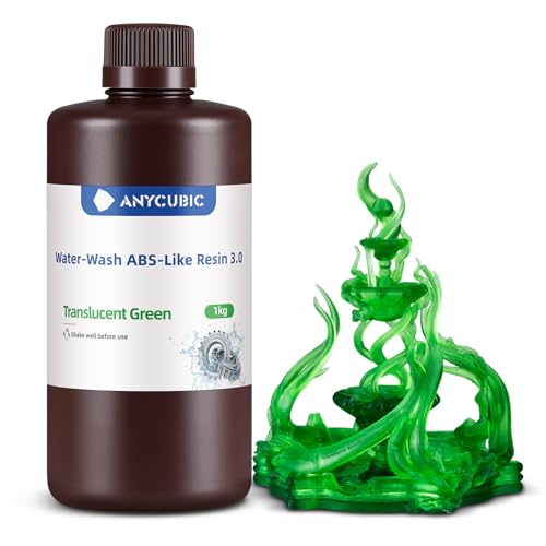 ANYCUBIC Water Washable ABS Like Resin 3 0  3D Printer Resin  High Toughness and High Precision  Easy to Post Process  Low Odor  Wide Compatibility for All LCD 3D Printers  Gray  1kg 