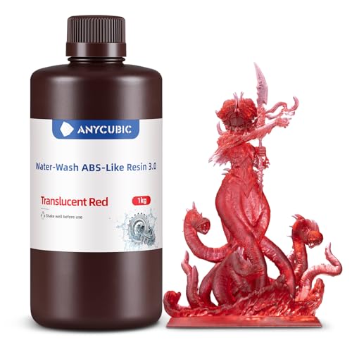 ANYCUBIC Water Washable ABS Like Resin 3 0  3D Printer Resin  High Toughness and High Precision  Easy to Post Process  Low Odor  Wide Compatibility for All LCD 3D Printers  Gray  1kg 