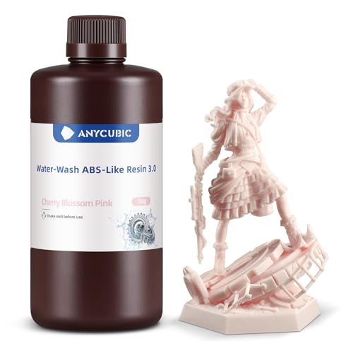 ANYCUBIC Water Washable ABS Like Resin 3 0  3D Printer Resin  High Toughness and High Precision  Easy to Post Process  Low Odor  Wide Compatibility for All LCD 3D Printers  Gray  1kg 