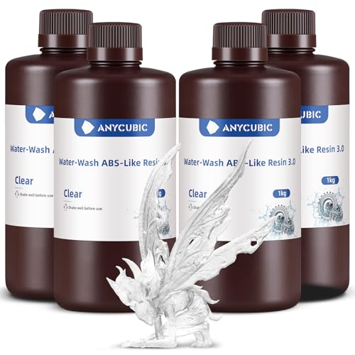 ANYCUBIC Water Washable ABS Like Resin 3 0  3D Printer Resin  High Toughness and High Precision  Easy to Post Process  Low Odor  Wide Compatibility for All LCD 3D Printers  Gray  1kg 