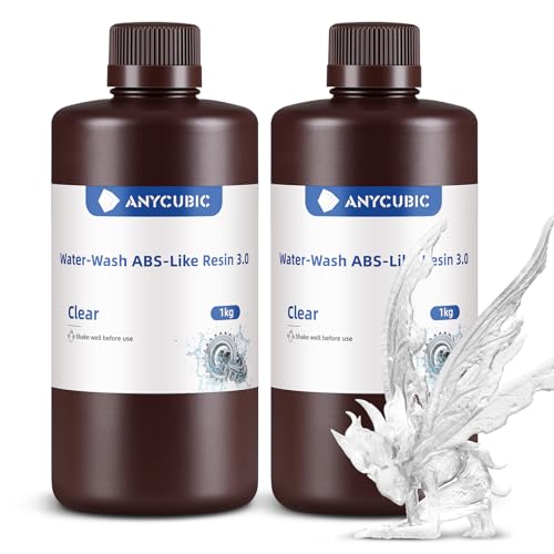 ANYCUBIC Water Washable ABS Like Resin 3 0  3D Printer Resin  High Toughness and High Precision  Easy to Post Process  Low Odor  Wide Compatibility for All LCD 3D Printers  HD Grey  1kg