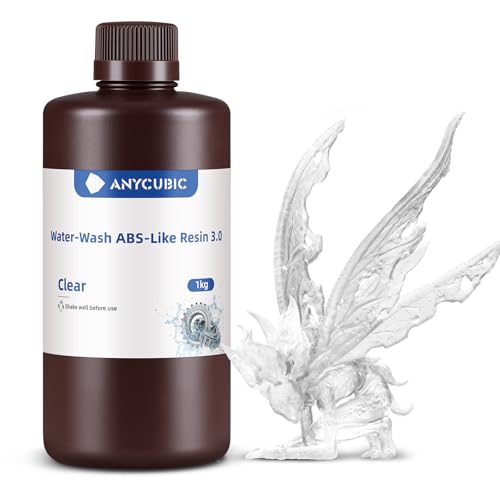ANYCUBIC Water Washable ABS Like Resin 3 0  3D Printer Resin  High Toughness and High Precision  Easy to Post Process  Low Odor  Wide Compatibility for All LCD 3D Printers  HD Grey  1kg