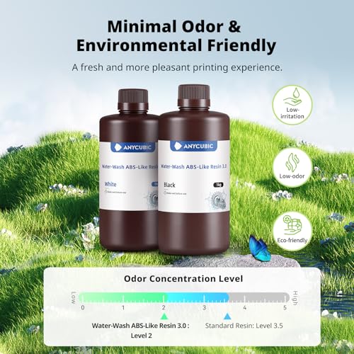 ANYCUBIC Water Washable ABS Like Resin 3 0  3D Printer Resin  High Toughness and High Precision  Easy to Post Process  Low Odor  Wide Compatibility for All LCD 3D Printers  HD Grey  1kg