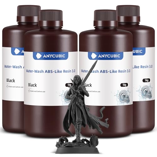 ANYCUBIC Water Washable ABS Like Resin 3 0  3D Printer Resin  High Toughness and High Precision  Easy to Post Process  Low Odor  Wide Compatibility for All LCD 3D Printers  HD Grey  1kg