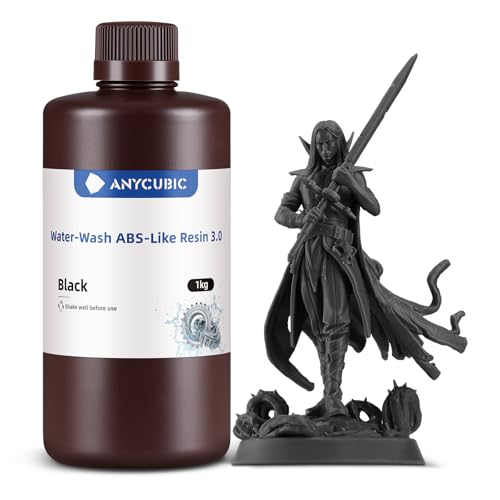 ANYCUBIC Water Washable ABS Like Resin 3 0  3D Printer Resin  High Toughness and High Precision  Easy to Post Process  Low Odor  Wide Compatibility for All LCD 3D Printers  HD Grey  1kg