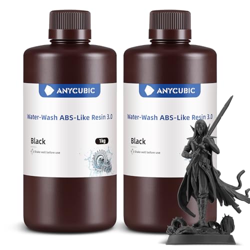 ANYCUBIC Water Washable ABS Like Resin 3 0  3D Printer Resin  High Toughness and High Precision  Easy to Post Process  Low Odor  Wide Compatibility for All LCD 3D Printers  HD Grey  1kg