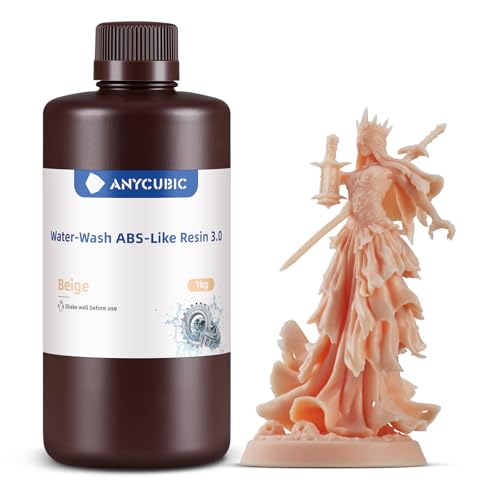 ANYCUBIC Water Washable ABS Like Resin 3 0  3D Printer Resin  High Toughness and High Precision  Easy to Post Process  Low Odor  Wide Compatibility for All LCD 3D Printers  HD Grey  1kg