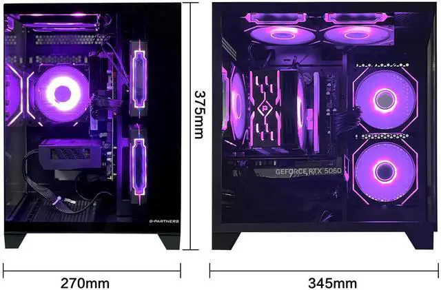 AOACE Gaming PC Desktop AMD Ryzen 7 5700X RTX 5060 8G  16GB RAM and 1TB NVMe M 2 SSD  WiFi6E  ARGB Fan  Game Design Office console Sea View Room Windows 11