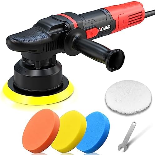 AOBEN Car Buffer Polisher 6 inch Dual Action Polisher Random Buffer Polisher kit with 6 Variable Speed 1000 4500rpm Detachable Handle 4 Buffing Pads for Car detailing Polishing and Waxing