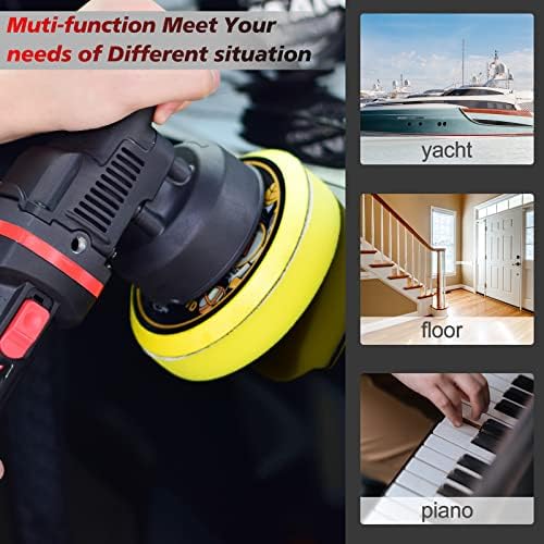 AOBEN Pulidora de búfer para automóvil de 6 pulgadas, pulidora de doble acción, kit de pulidora de búfer aleatoria con 6 velocidades variables de 1000-4500rpm, mango desmontable, 4 almohadillas de