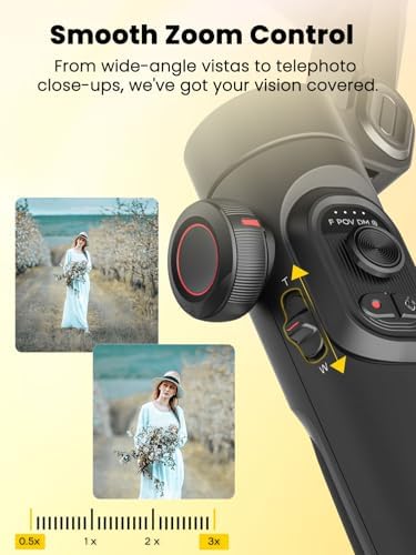 AOCHUAN XE AI Version Gimbal Stabilizer for Smartphone NO APP AI Tracking  Gesture Control 360 Inception Gimbal with TikTok YouTube 3 Axis Foldable Handheld Tripod for iPhone& Android Black