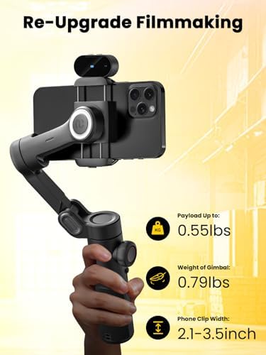 AOCHUAN XE AI Version Gimbal Stabilizer for Smartphone NO APP AI Tracking  Gesture Control 360 Inception Gimbal with TikTok YouTube 3 Axis Foldable Handheld Tripod for iPhone& Android Black