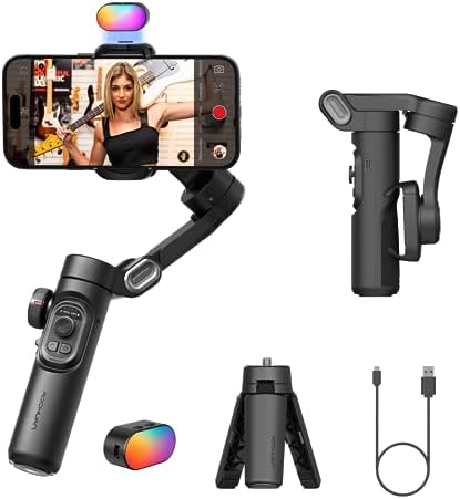 AOCHUAN XE AI Version Gimbal Stabilizer for Smartphone NO APP AI Tracking  Gesture Control 360 Inception Gimbal with TikTok YouTube 3 Axis Foldable Handheld Tripod for iPhone& Android Black