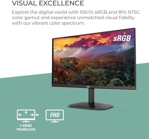 AOC 24B35H3 24 IPS Full HD  1920 x 1080  120Hz LED Monitor  Adaptive Sync  VGA & HDMI  Flicker Free  Low Blue Light  HDR Ready  VESA  Tilt Adjust  Eco Friendly