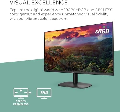 AOC 24B35H3 24 IPS Full HD  1920 x 1080  120Hz LED Monitor  Adaptive Sync  VGA & HDMI  Flicker Free  Low Blue Light  HDR Ready  VESA  Tilt Adjust  Eco Friendly