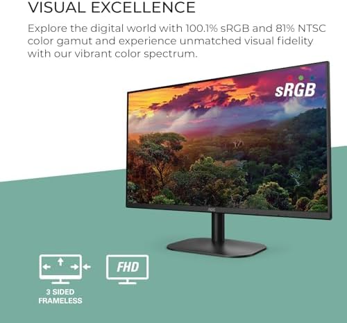 AOC 24B35H3 24 IPS Full HD  1920 x 1080  120Hz LED Monitor  Adaptive Sync  VGA & HDMI  Flicker Free  Low Blue Light  HDR Ready  VESA  Tilt Adjust  Eco Friendly