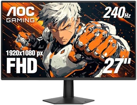 AOC 25G51Z 25 inch Gaming Monitor FHD 1920x1080  240Hz Refresh Rate  0 5ms MPRT  IPS Panel  HDR  3 Sided Frameless  HDMI 2 0 x1  Display Port x1  3 Year Zero Bright Dot
