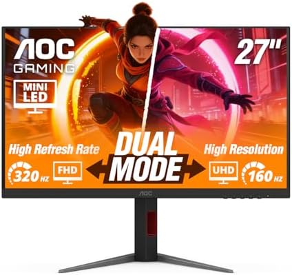AOC 25G51Z 25 inch Gaming Monitor FHD 1920x1080  240Hz Refresh Rate  0 5ms MPRT  IPS Panel  HDR  3 Sided Frameless  HDMI 2 0 x1  Display Port x1  3 Year Zero Bright Dot