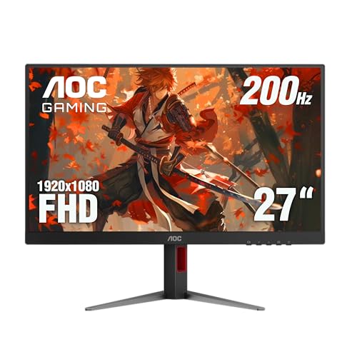 AOC 27G4H 27 inch Gaming Monitor  Full HD 1920x1080  IPS Panel  200Hz 0 3ms MPRT  1x HDMI 2 0  1x Display Port  HDR  Height Adjustable  sRGB 120 3   3 Year Zero Bright Dot