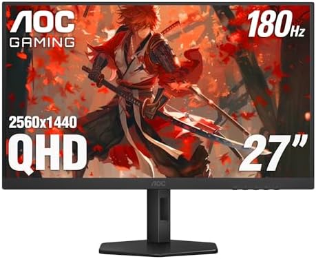 AOC Gaming Q27G41ZE - Monitor de juegos de 27 pulgadas QHD IPS 2560x1440, 240Hz 0.3ms MPRT, sin marco en 3 lados, 1x HDMI 2.0, 1x Display Port, compatible con G-Sync, HDR, 3 años sin punto brillante