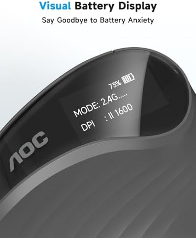 AOC 2 4GHz Ergonomic Mouse  Wireless Bluetooth Vertical Mouse for Work  4800 DPI Optical Tracking  5 Adjustable DPI  Quiet Clicks  RGB Light  Compatible with Computer  Laptop  PC  Mac  Desktop   Gray