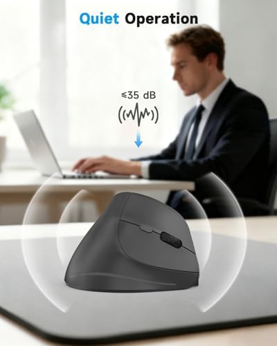 AOC 2 4GHz Ergonomic Mouse  Wireless Bluetooth Vertical Mouse for Work  4800 DPI Optical Tracking  5 Adjustable DPI  Quiet Clicks  RGB Light  Compatible with Computer  Laptop  PC  Mac  Desktop   Gray