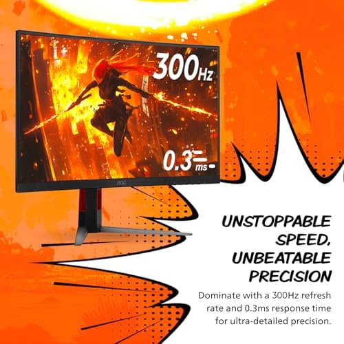 AOC CQ27G4H 27 Curved Gaming Monitor  QHD 2K 2560x1440  1500R VA  180Hz 0 5ms  AMD FreeSync Premium  Height Adjustable Stand  Xbox PS5 Switch Compatiable  3 Year Zero Bright dot