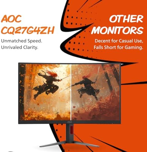 AOC CQ27G4H 27 Curved Gaming Monitor  QHD 2K 2560x1440  1500R VA  180Hz 0 5ms  AMD FreeSync Premium  Height Adjustable Stand  Xbox PS5 Switch Compatiable  3 Year Zero Bright dot